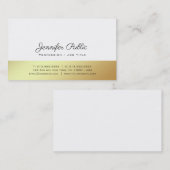 ホワイトモダン金ゴールドスタイリッシュデザインプレインラグジュアリー 名刺 (正面/裏面)