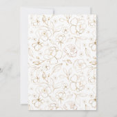 ホワイトモダン金ゴールドバラフローラティアラキンセアニラ 招待状 (裏面)