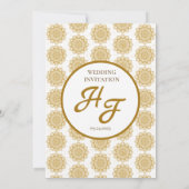 ホワイトモダン金ゴールド華美ニカ結婚ムスリム 招待状 (裏面)