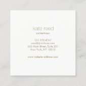 ホワイトモダン エレガントモノグラム 貝殻 ストライプ スクエア名刺 (裏面)