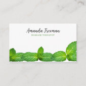 ホワイトモダン&グリーンミント離れマッサージセラピー 名刺 (正面)