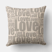 ホワイトモダン&グレーラブタイポグラフィパターン クッション (裏面)