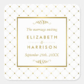 ホワイトモダン&ゴールドフォイル効果結婚式の引き出物 スクエアシール (正面)