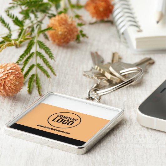 ホワイトモダン・ピーチ・ブラック・カンパニー・ロゴWebサイト キーホルダー (側面)