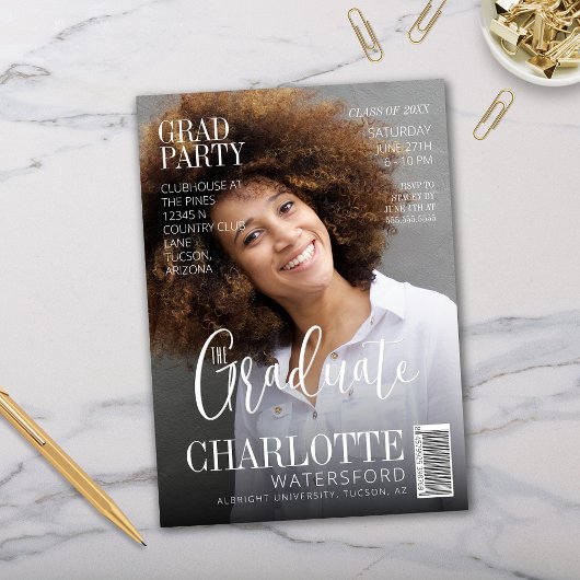 ホワイトモダン・ミニマリスト雑誌の表紙の写真 招待状