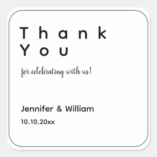 ホワイトモダン・ミニマル結婚リスト スクエアシール (正面)