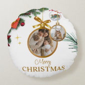 ホワイトモダン・メリーカスタム・クリスマス・ブラシ（16インチ） ラウンドクッション (裏面)