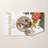 ホワイトモダン・メリークリスマス・バスルーム・タオル・セット バスタオルセット (ハンドタオル)