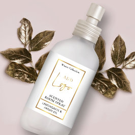 ホワイトモダン&金ゴールドロゴルームスプレーボトルラベル ラベル