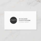 ホワイトモダンIIの電気工事士のロゴ 名刺 (正面)