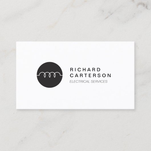 ホワイトモダンIIの電気工事士のロゴ 名刺 (正面)