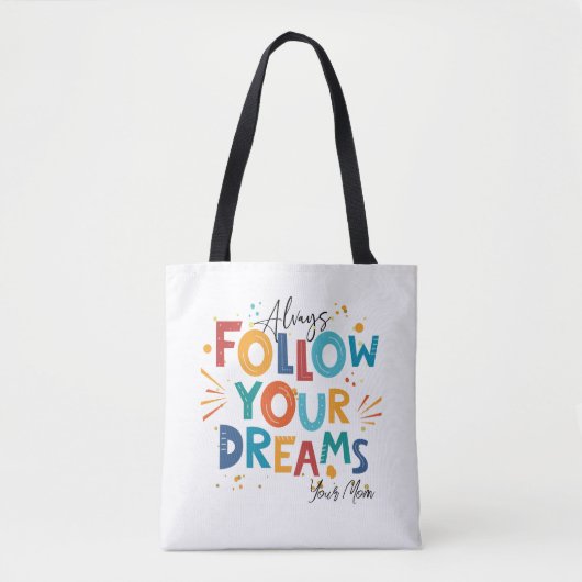 ホワイトモチベーションカラフル引用文後を追ユーの夢 トートバッグ (正面)