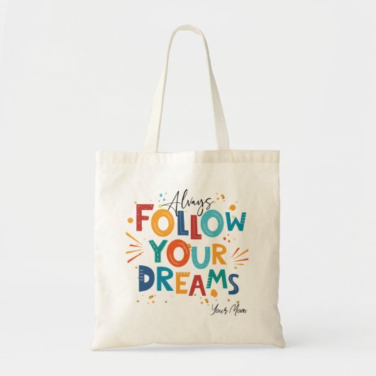 ホワイトモチベーションカラフル引用文後を追ユーの夢 トートバッグ (正面)