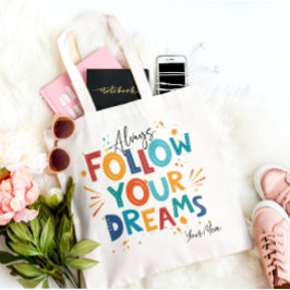 ホワイトモチベーションカラフル引用文後を追ユーの夢 トートバッグ