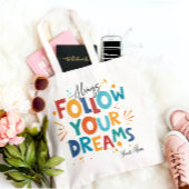 ホワイトモチベーションカラフル引用文後を追ユーの夢 トートバッグ