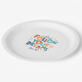 ホワイトモチベーションカラフル引用文後を追ユーの夢 ペーパープレート (アングル)