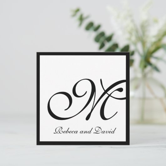 ホワイトモノグラエレガントムの結婚式の招待 招待状 (スタンド正面)