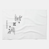 ホワイトモノグラムイニシャルモダンファミリー名祖母 キッチンタオル (横)