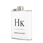 ホワイトモノグラムエレガントパーソナライズされた名 フラスク (左)