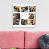 ホワイトモノグラムカスタム8フォトコラージマザーデー キャンバスプリント (インサイチュ (リビング))