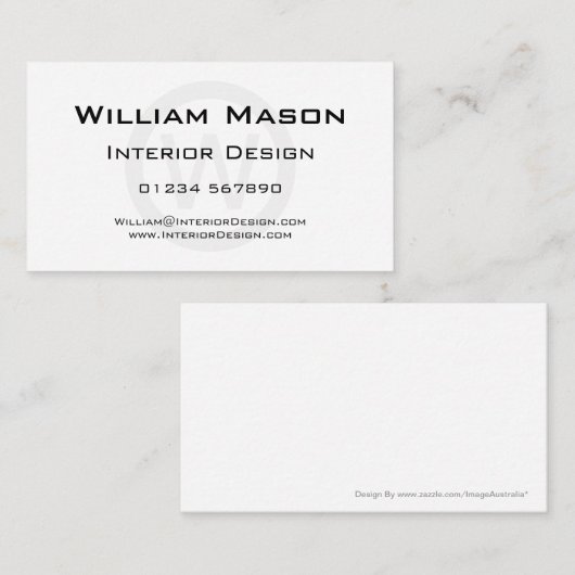 ホワイトモノグラムサークル – プロフェッショナル名刺 名刺 (正面/裏面)