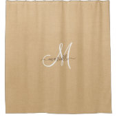ホワイトモノグラムストローキャラメルシャワーカーテン シャワーカーテン (正面)