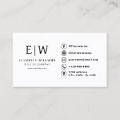 ホワイトモノグラムミニマリストのソーシャルメディアのアイコン 名刺 (正面)