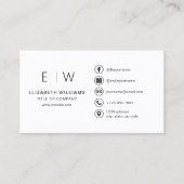 ホワイトモノグラムミニマリストのソーシャルメディアのアイコン 名刺 (正面)