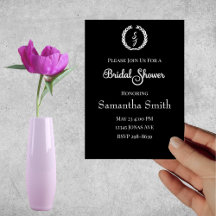 ホワイトモノグラムリースオンブラックブライダルシャワー