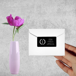 ホワイトモノグラムリースオンブラック差出人住所 ラベル