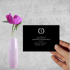 ホワイトモノグラムリースオン結婚ブラックのリハーサル 招待状