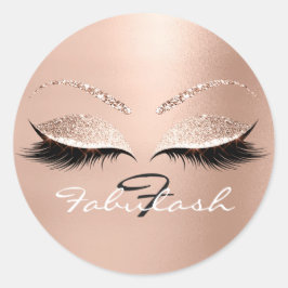 ホワイトモノグラム名グリッターピンクアイズラッシュホワイト ラウンドシール