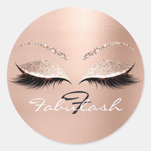 ホワイトモノグラム名グリッターピンクアイズラッシュホワイト ラウンドシール (正面)