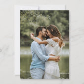 ホワイトモノグラム結婚の写真デイトカードを保存 セーブザデート (裏面)