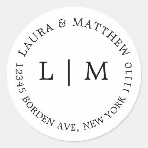 ホワイトモノグラム結婚ズ ラウンドシール