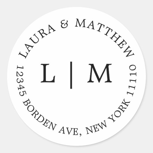 ホワイトモノグラム結婚ズ ラウンドシール (正面)