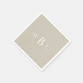 ホワイトモノグラム結婚ベージュのカクテル スタンダードカクテルナプキン (角)