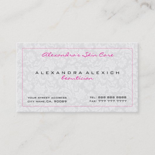 ホワイトモノトーンヴィンテージフローラのマスク 名刺 (正面)