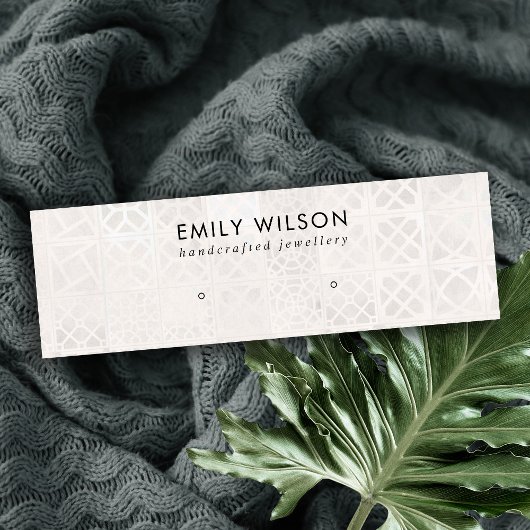 ホワイトモロッコタイルテクスチャスタッドイヤリングディスプレイ スキニー名刺