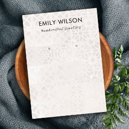 ホワイトモロッコタイルテクスチャスタッドイヤリングディスプレイ 名刺