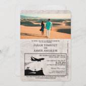 ホワイトモロッコパスポート結婚式招待状 招待状 (正面/裏面)