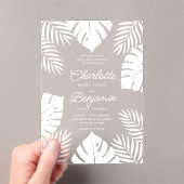 ホワイトモンステラ結婚トロピカル アクリル招待状 (インサイチュ (ポータブル))