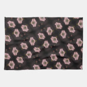 ホワイトモーニンググローリーフラワークローズアップパターン キッチンタオル (横)