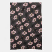 ホワイトモーニンググローリーフラワークローズアップパターン キッチンタオル (縦)