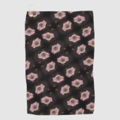 ホワイトモーニンググローリーフラワークローズアップパターン ゴルフタオル (正面)