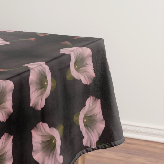 ホワイトモーニンググローリーフラワークローズアップ抽象芸術 テーブルクロス (インサイチュ)