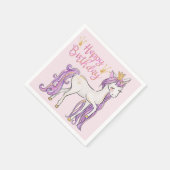 ホワイトユニコーンと金ゴールドモダン冠 スタンダードカクテルナプキン (角)