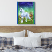 ホワイトユニコーンウッドランドゲートファンタジー馬術 キャンバスプリント (インサイチュ (寝室))