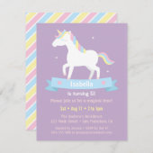 ホワイトユニコーンガールズバースデーパーティー招待状 招待状 (正面/裏面)