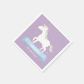 ホワイトユニコーンガールズ誕生日紫パーティー用品 スタンダードカクテルナプキン (角)